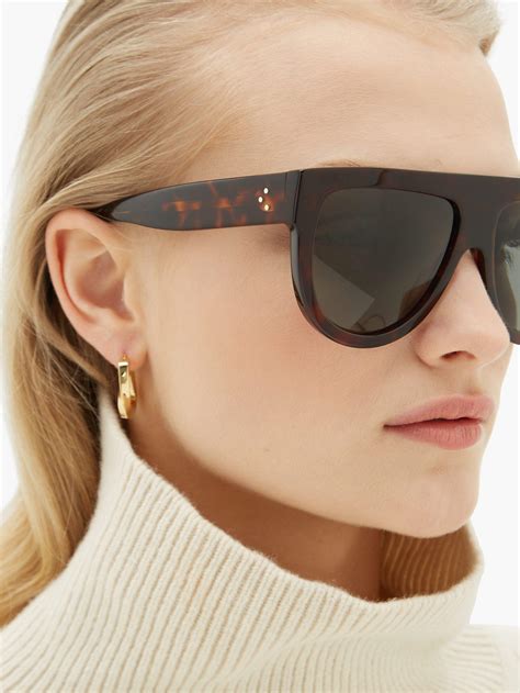 celine square oversized sunglasses|Celine flat top sunglasses tortoise.